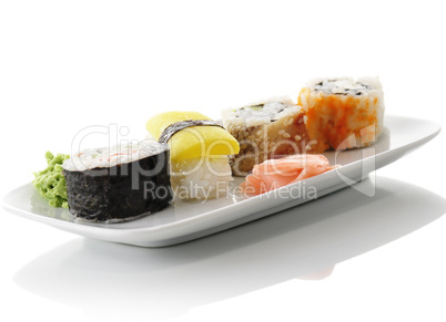 sushi on a white dish