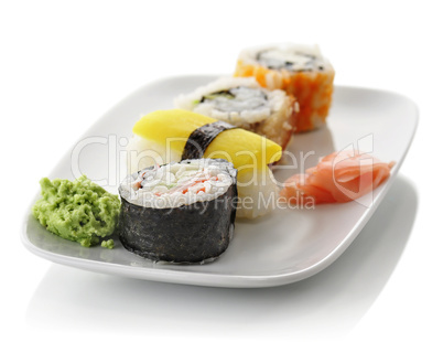sushi on a white dish