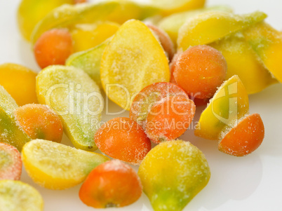 frozen red and yellow tomatoes