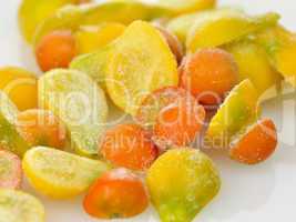frozen red and yellow tomatoes