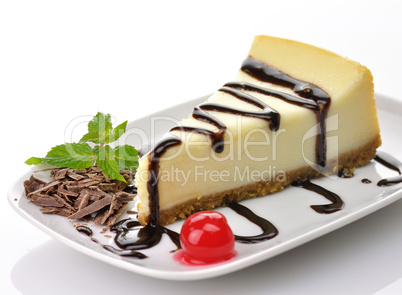 cheesecake with chocolate sauce