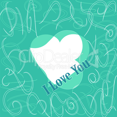 I love you. Romantic seamless vector blue pattern