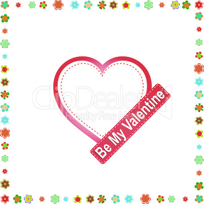 Hearts and flowers frame. wedding or valentine`s vector theme
