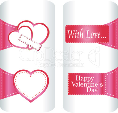 Collection of cute heart stickers for wedding or valentine`s day. vector