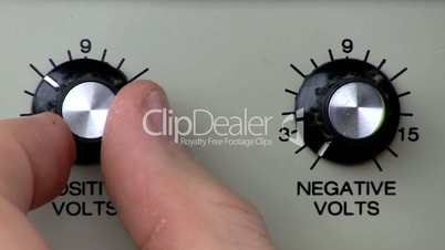 Knob turn; power supply positive volts increase