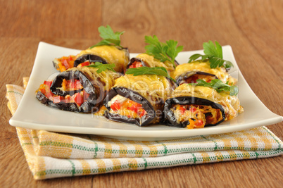 Eggplant rolls stuffed with cheese