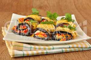 Eggplant rolls stuffed with cheese