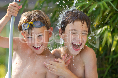 children playing in the water