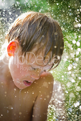 child playing in the water