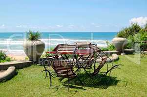 Outdoor restaurant at the luxury hotel with a ocean view, Bentot