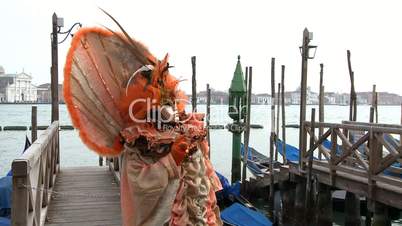 Red masked person in Venice