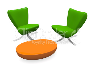 Two green chairs