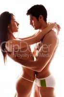 Couple in Underwear Cuddling
