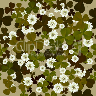 A seamless floral pattern with clovers