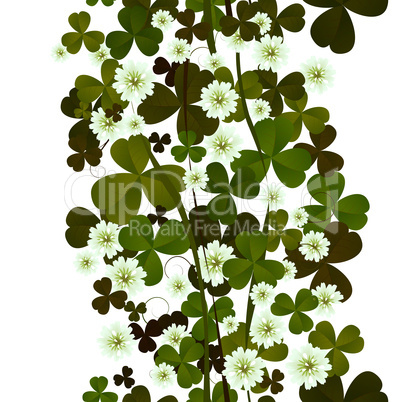 Clover leaves and flowers seamless tile