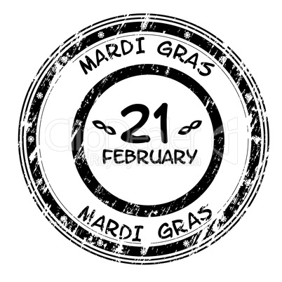Mardi Gras grunge stamp in black and white