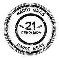 Mardi Gras grunge stamp in black and white