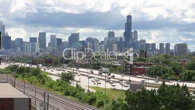 City Skyline and Traffic