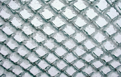 Lattice fence with ice