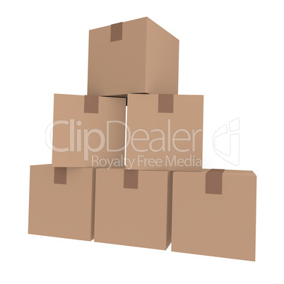 Cardboard boxes on white