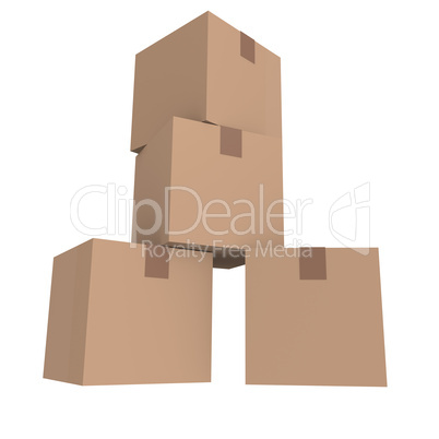 Cardboard boxes on white