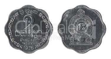 Srilanka Coin on the white background (1978 year)