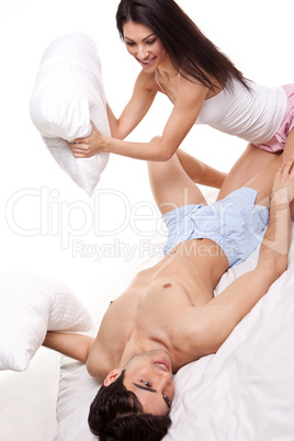 Couple Having Pillow Fight