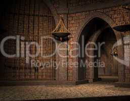 Hintergrund Zelle in einem alten Burgkeller