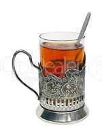 a cup of tea with lemon-holder in