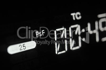 Macro shot-display of the broadcast video player, 25fps