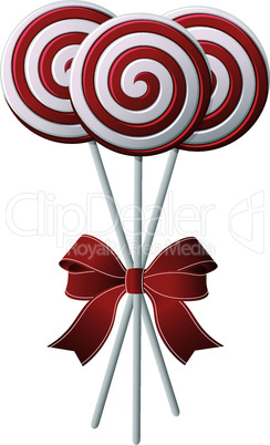 Lollipops with red ribbon