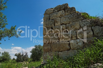 Ancient ruins on the green hill