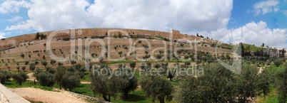 Panorama of Kidron Valley and the Temple Mount in Jerusalem