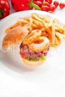 classic hamburger sandwich and fries