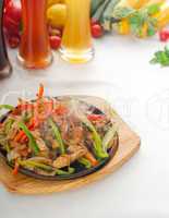 original fajita sizzling hot  on iron plate