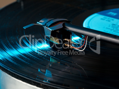 Macro of record turntable cartridge