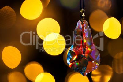 Cut glass decoration in front of xmas tree