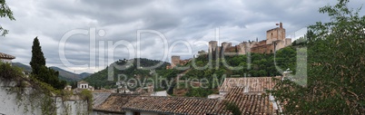 Alhambra palace in cloudy day, Granada, Spain