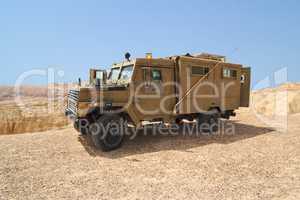 Israeli army Humvee on patrol in the Judean desert