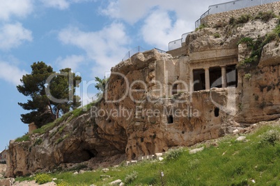 Ancient tomb of Benei Hezir near the tomb of Zechariah in Jerusalem