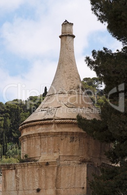 Conical roof of the Tomb of Absalom in Jerusalem