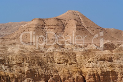 Scenic striped mountain in stone desert near the DeadSea in Israel