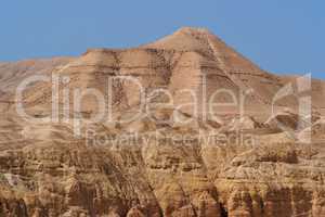 Scenic striped mountain in stone desert near the DeadSea in Israel