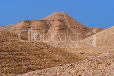 Scenic striped mountain in stone desert near the DeadSea in Israel
