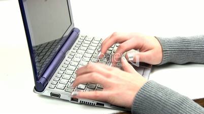 Teenage girl typing
