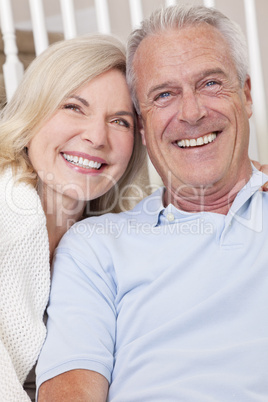 Happy Senior Man & Woman Couple Smiling at Home