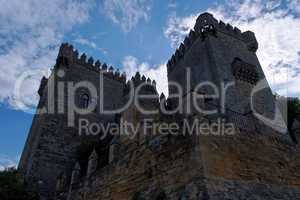 Silhouette of Almodovar Del Rio medieval castle on cloudy sky background