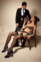 Businessman And Sexy Lady In Lingerie