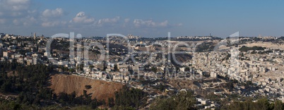 Panorama of Jerusalem with Temple Mount in the evening
