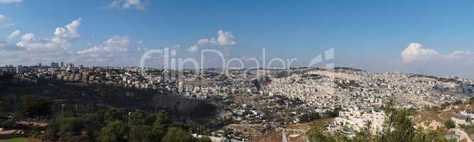 Panorama of Jerusalem with Temple Mount in the center